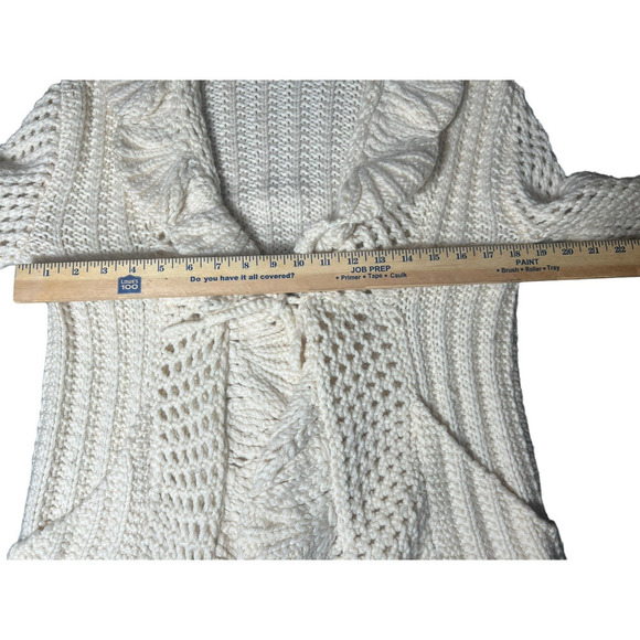 Anthropologie Hand Knit by Dolli Cream Cable Knit Cardigan – Merino Wool Cashmer - Picture 4 of 9